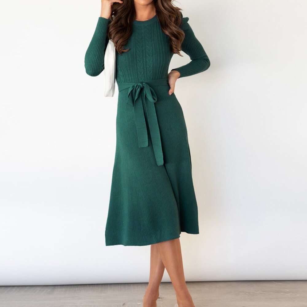 Mid-length knitted skirt, slimming high-waisted dress, bottoming sweater dress